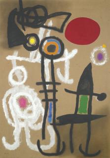 Joan Miró - Personnages Et Oiseaux Devant Le Soleil