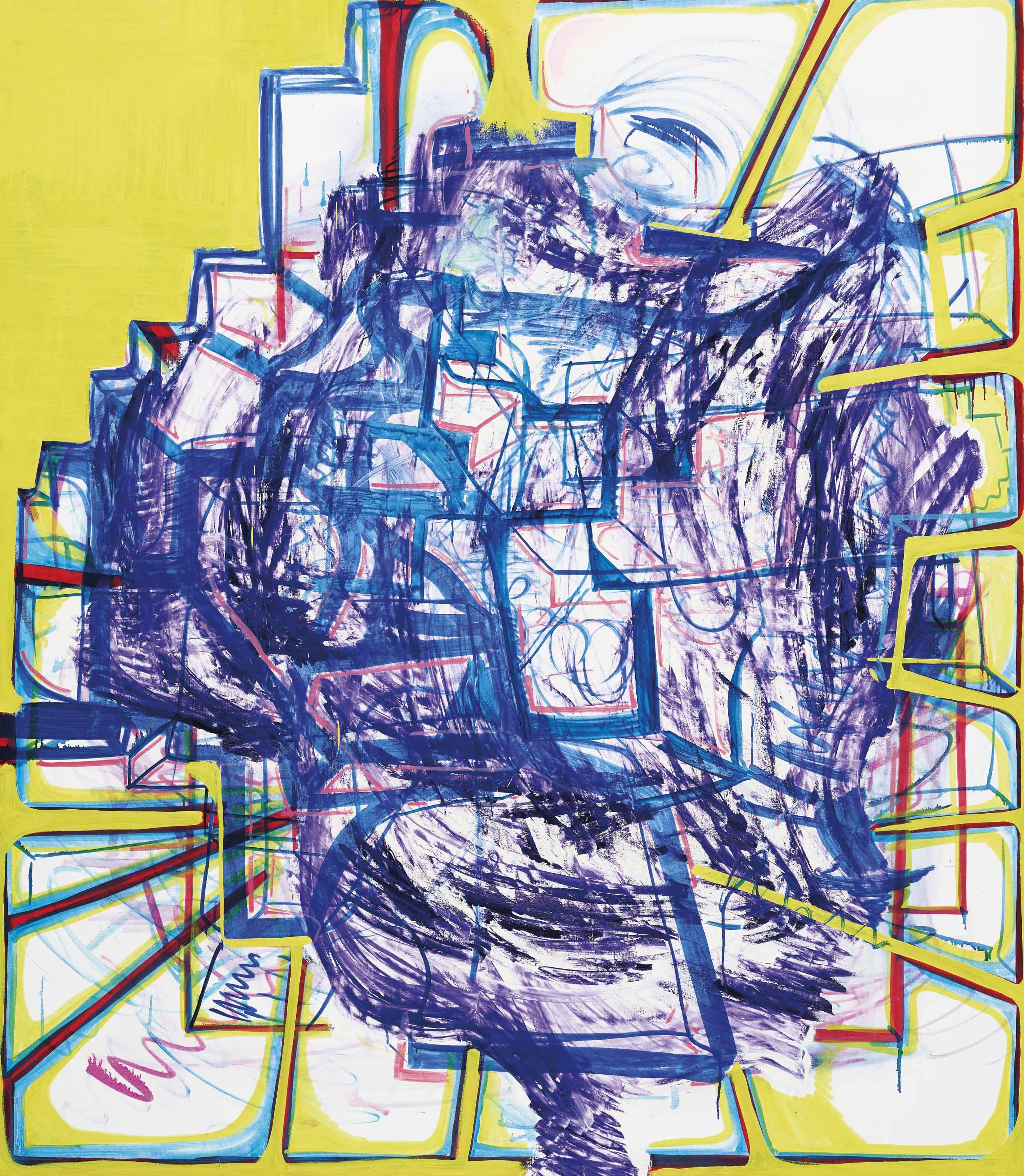 Joanne Greenbaum - Untitled   (Purple + Yellow)