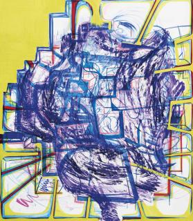 Joanne Greenbaum - Untitled   (Purple + Yellow)