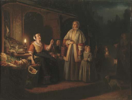 Joannes Christoffel Vaarberg - Buying berries on the nightmarket
