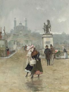 Joaquín Pallarés Y Allustante - Ladies Crossing The Street