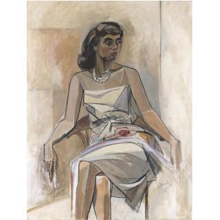 Joaquin Peinado - Spanish Portrait Of A Sitting Lady