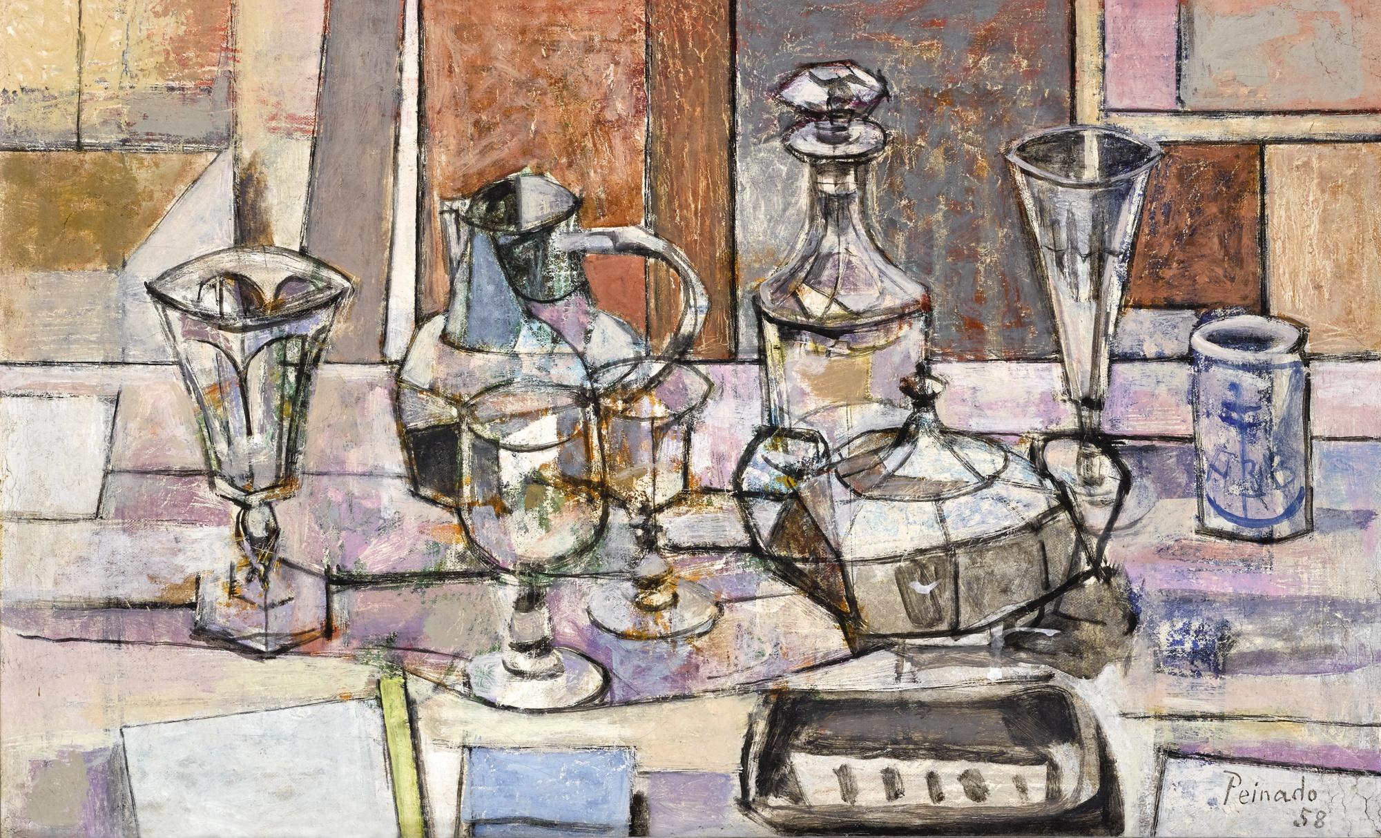 Joaquín Peinado - Spanish still Life With Glassware