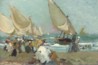 Joaquín Sorolla y Bastida - Boats on the beach of Valencia