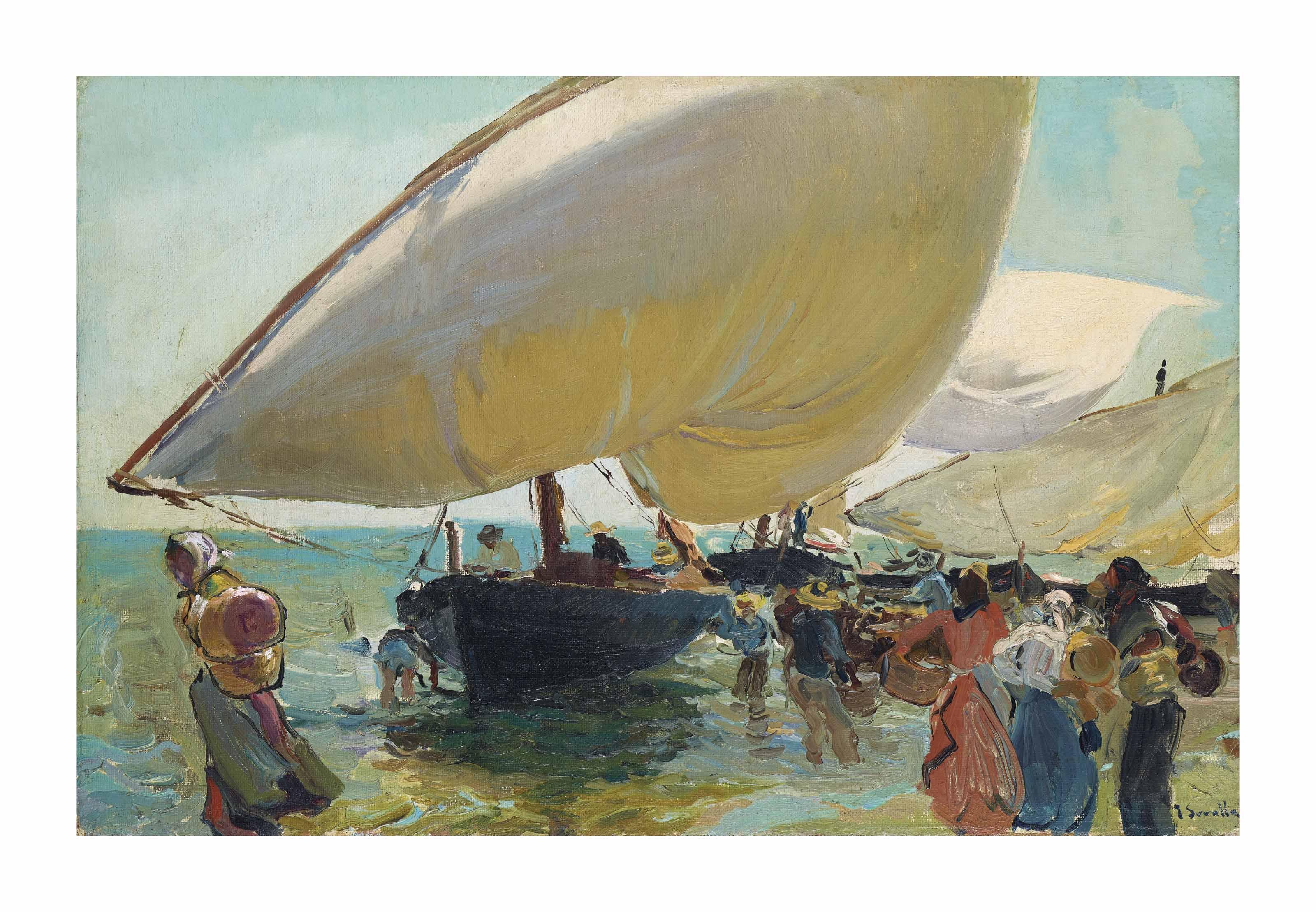 Joaquín Sorolla Y Bastida - Llegada de las barcas