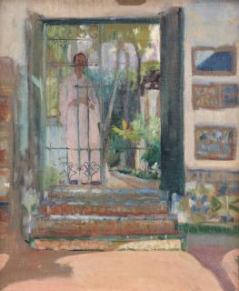 Joaquin Sorolla y Bastida - Patio de la Casa Sorolla, Elena Sorolla en el jardín