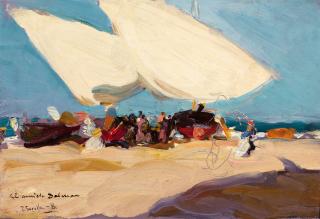 Joaquín Sorolla - Barcas Y Pescadoras, Playa De Valencia (Boats And Fisherfolk On The Beach Of Valencia)