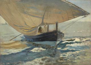Joaquín Sorolla - Spanish barcas En La Playa (Fishing Boats On The Beach, Valencia)