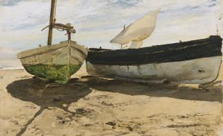Joaquín Sorolla - Spanish barcas En La Playa, Valencia (Fishing Boats On The Beach, Valencia)
