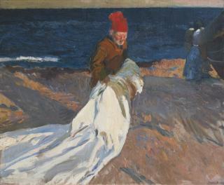 Joaquín Sorolla - Spanish Recogiendo La Vela, Playa De Valencia (Gathering The Sail, Valencia Beach)