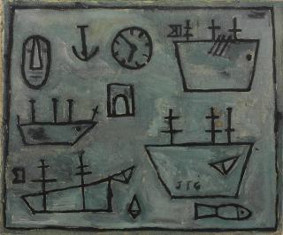 Joaquín Torres-García - Barcos metafísicos sobre fondo verde