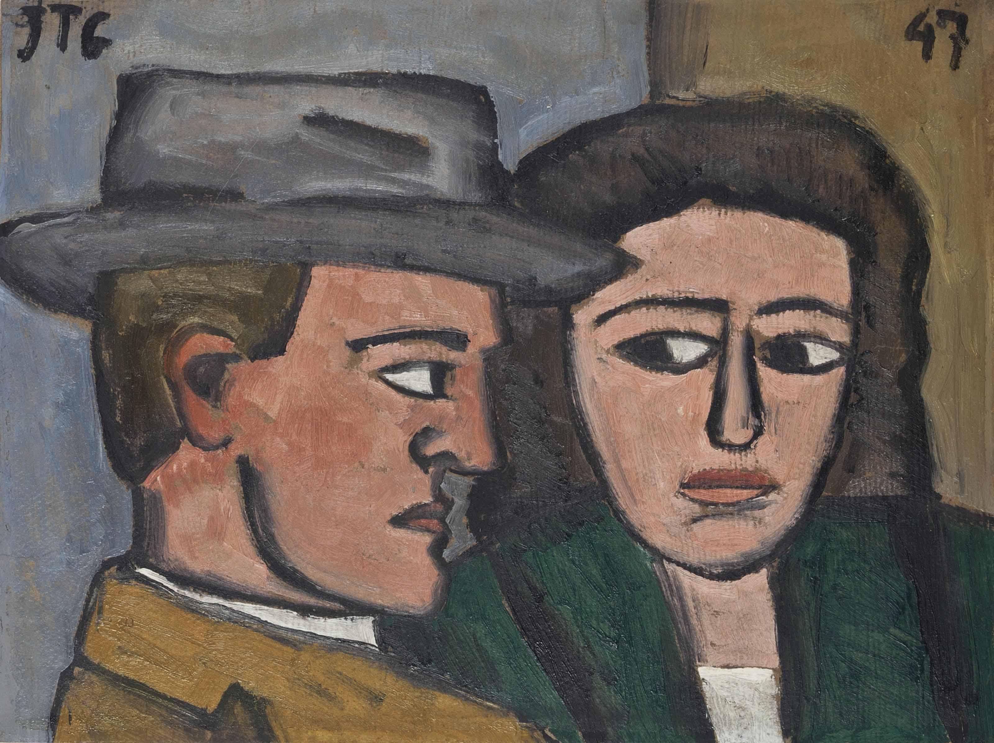 Joaquín Torres-García - Cabezas de hombre y mujer a siete tonos (also known as Iniciación del drama-cabezas de hombre mujer a siete tonos)