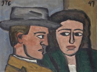 Joaquín Torres-García - Cabezas de hombre y mujer a siete tonos (also known as Iniciación del drama-cabezas de hombre mujer a siete tonos)