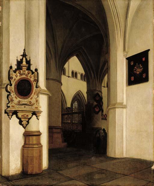 Job Adriaensz. Berckheyde - The interior of the St. Bavokerk, Haarlem, looking south-west towards the choir screen