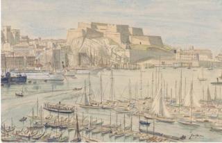 Job Nixon, R.W.S. - Steam Yachts And Other Shipping In A Continental Harbour