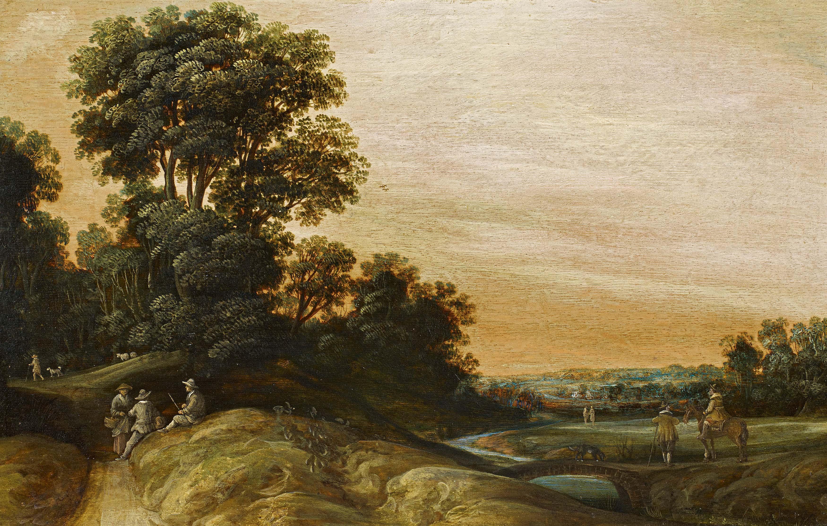 Jochem Govertsz Camphuysen - Weite Landschaft mit Reisenden an einem Bachlauf