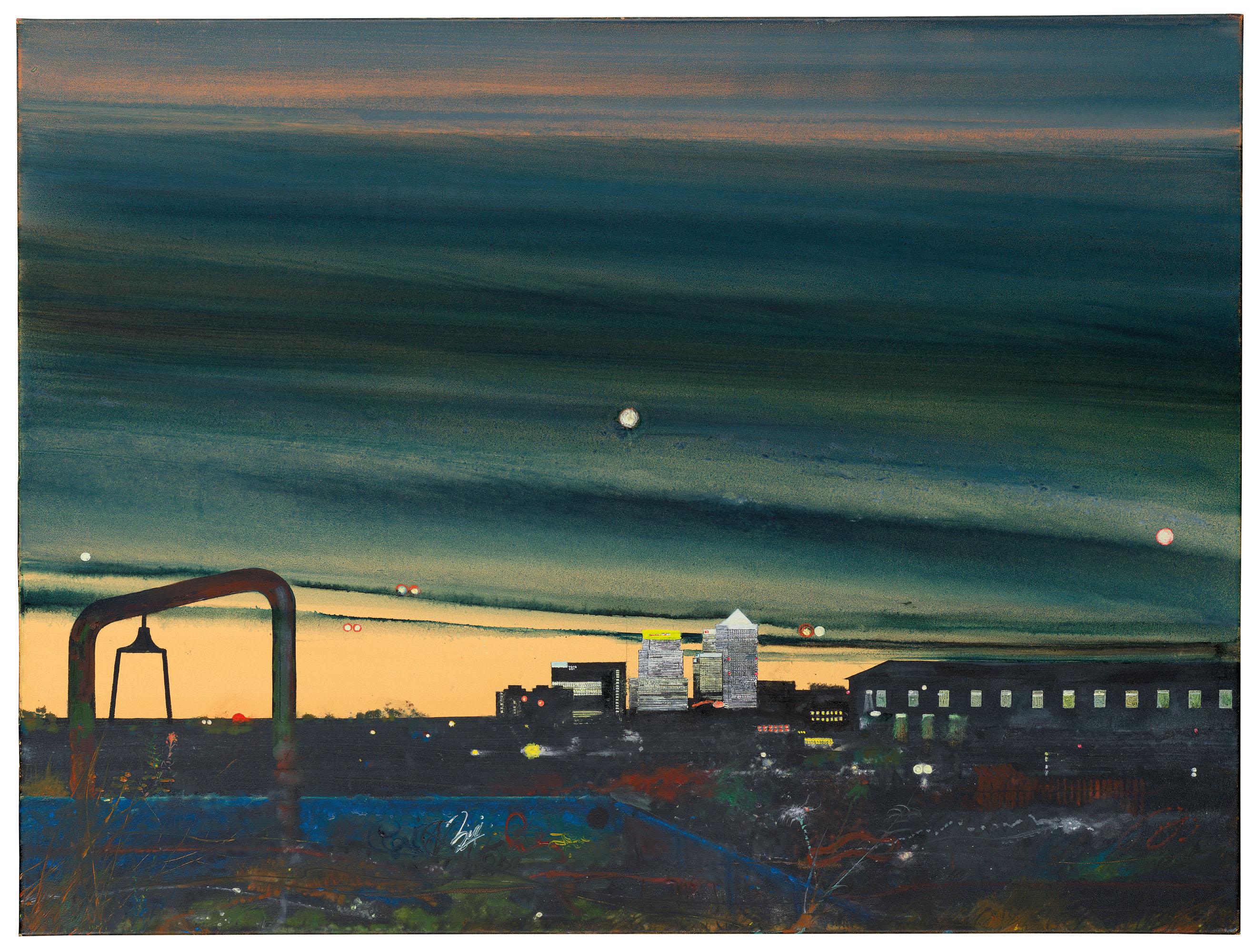 Jock Mcfadyen, R.A. - Canary Wharf, Dark Blue