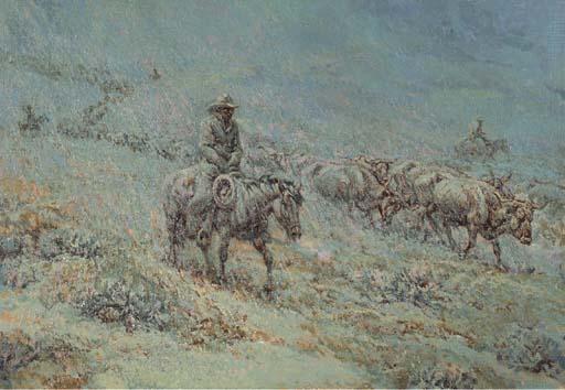 Joe De Yong - Cattle Drive At Night