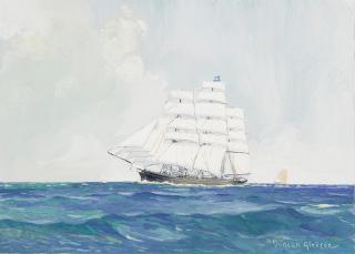 Joe Duncan Gleason - A sailing ship on moderate seas