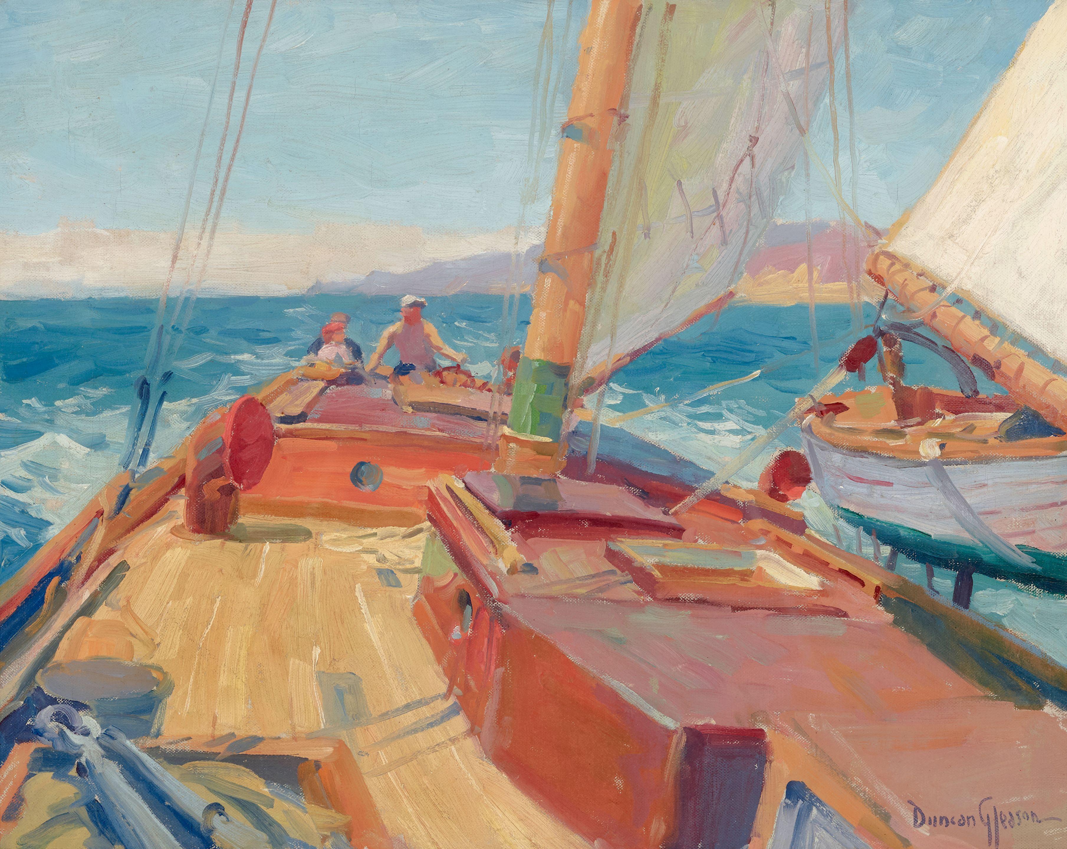 Joe Duncan Gleason - Schooner Malabar, Baja California Coast 16 x 20in