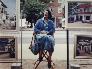 Joel Sternfeld - A Woman With Her Artwork, Portland, Maine