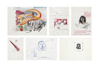 Jörg Immendorff - (i) Du Hast die Wahl (You Have the Choice)   (ii) Halt Mal (Hold On)  (iii) Rote Zelle Kunst (Red Cell Art)   (iv) Waffe gegen den Imperialismus (Weapon Against Imperialism)  (v) Prima Erledigt (Well Done)