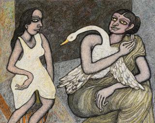 Jogen Chowdhury - Two Women and the Swan