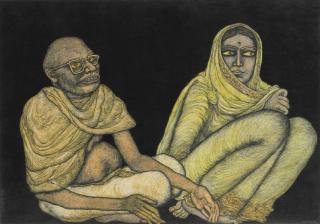 Jogen Chowdhury - Untitled (Couple No. 1, Man And Woman)