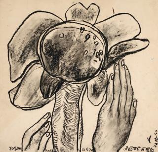 Jogen Chowdhury - Untitled (Sunflower With Two Hands)
