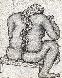 Jogen Chowdhury - Woman (Nude) on Charpoy