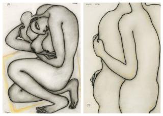 Jogen Chowdhury - Woman (Nude); Untitled - IV (Couple)