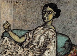 Jogen Chowdhury - Woman Resting on a Pillow