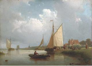 Johan Adolphe Rust - Shipping on a calm