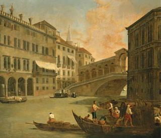 Johan Anton Richter - Venice, A View of The Grand Canal With The Rialto Bridge From The North