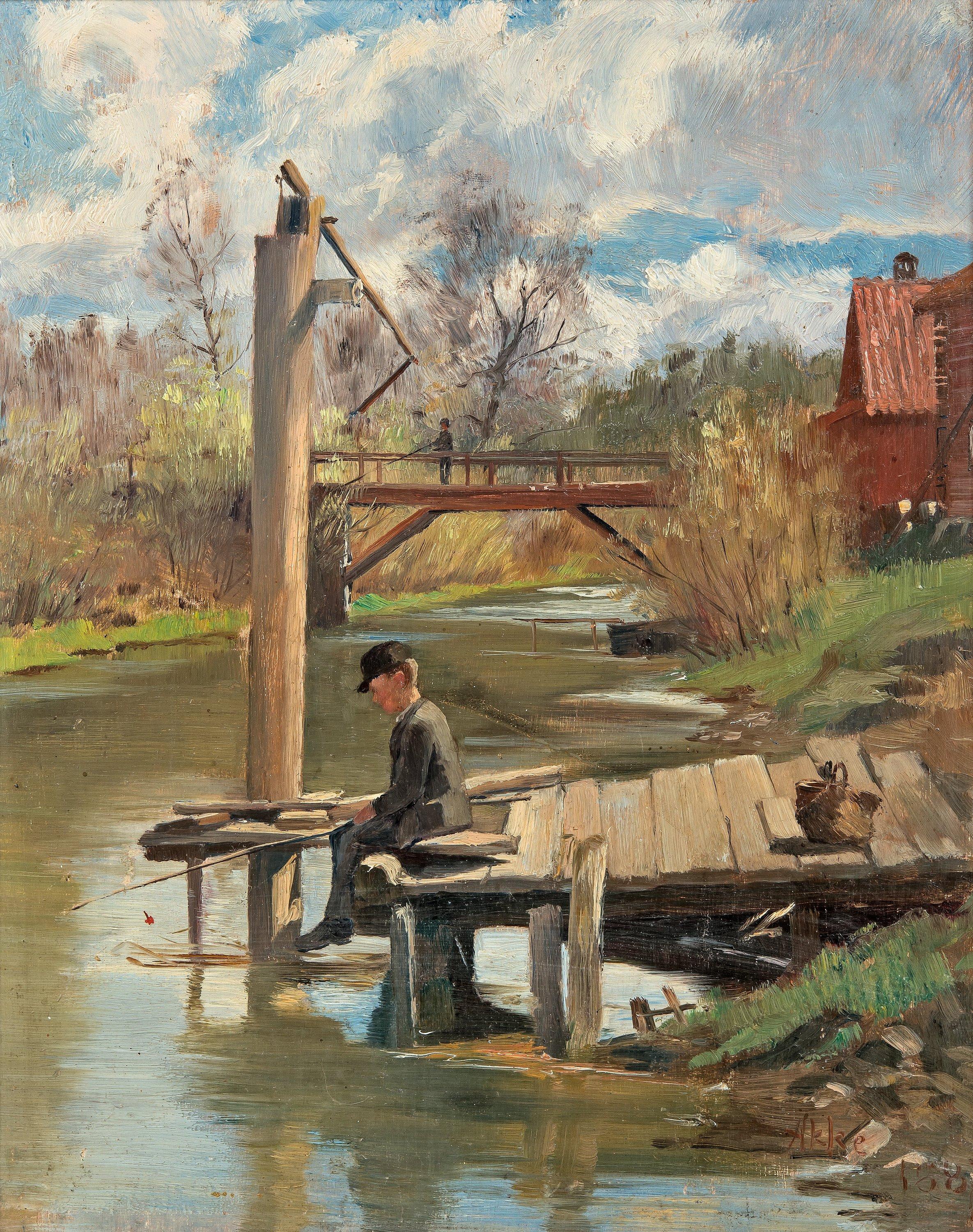 Johan Axel Gustav Acke - A Boy Fishing.