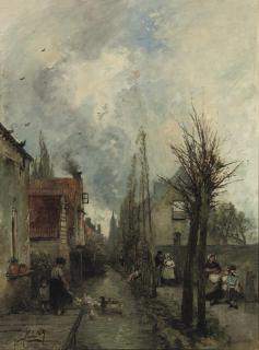 Johan Barthold Jongkind - Au bord du canal, Delft