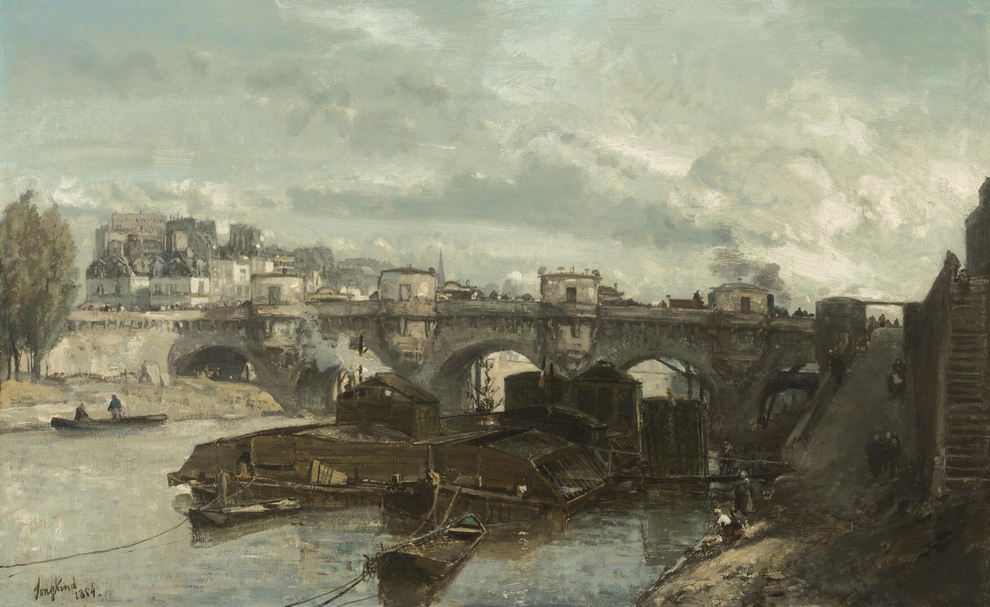 Johan Barthold Jongkind - Bateaux devant le Pont-Neuf, Paris