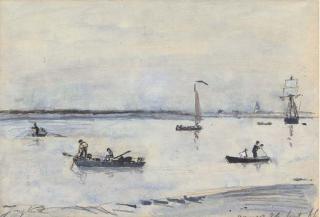 Johan Barthold Jongkind - Boats On An Estuary, Antwerp