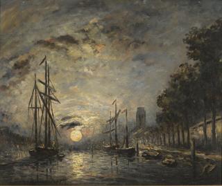 Johan Barthold Jongkind - Clair De Lune Sur Un Canal, Dordrecht
