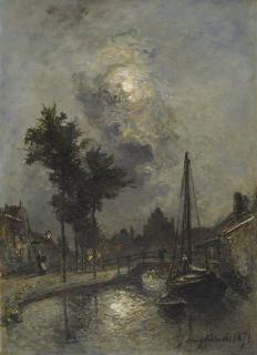 Johan Barthold Jongkind - Dutch Canal À Dordrecht, Effet De Lune