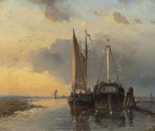 Johan Barthold Jongkind - Harbour on a Dutch river