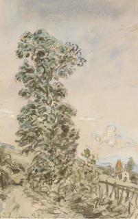 Johan Barthold Jongkind - La maison Fesser à la Côte-Saint-André, France (recto); A tree-lined lane (verso)