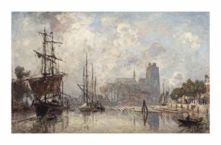Johan Barthold Jongkind - Le port de Dordrecht, temps brumeux