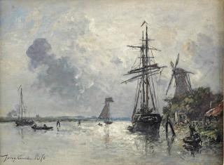 Johan Barthold Jongkind - Le Rivière Le Merwede, Dordrecht, Hollande: Bateaux Sur La Meuse À Dordrecht