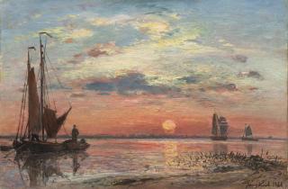 Johan Barthold Jongkind - L\'Escaut près d\'Anvers, Soleil couchant