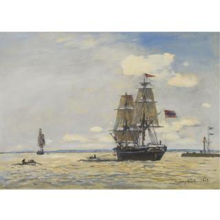 Johan Barthold Jongkind - Navire Norvégien Sortant Du Port De Honfleur