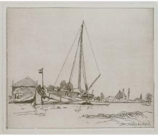 Johan Barthold Jongkind - Nourrice; Barque amarée; Jetée en bois dans le Port de Honfleur; Démolition de la Rue des Francs-Bourgeois Saint-Marcel (Delteil resp. 4, 6, 12, 18)