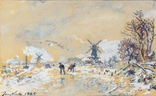 Johan-Barthold Jongkind - Scène de Patinage en Hollande