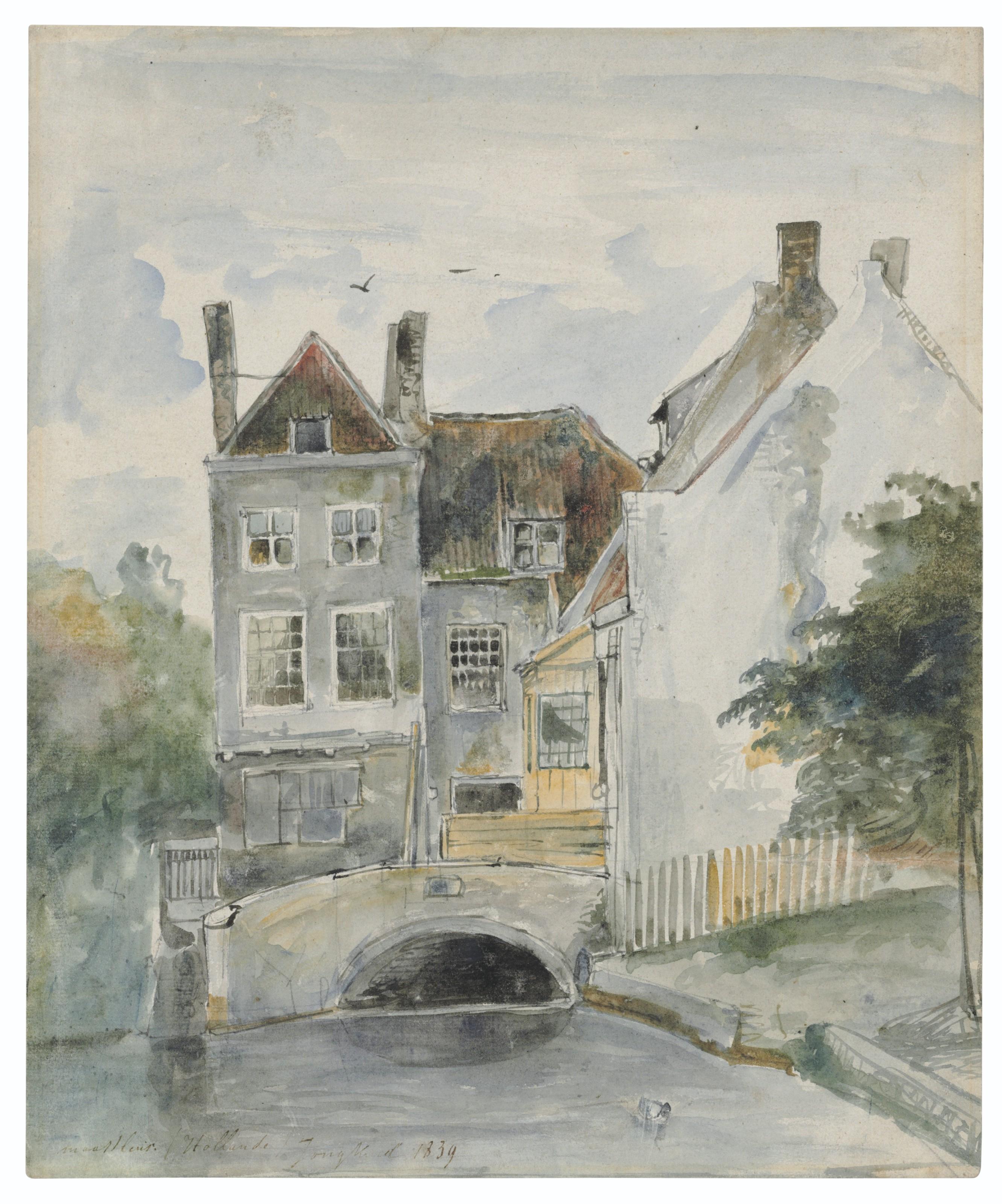 Johan Barthold Jongkind - Two houses in Maassluis (recto); Two views of a house surrounded by trees (verso)