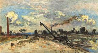 Johan Bartold Jongkind - Au bord d\'une fleuve